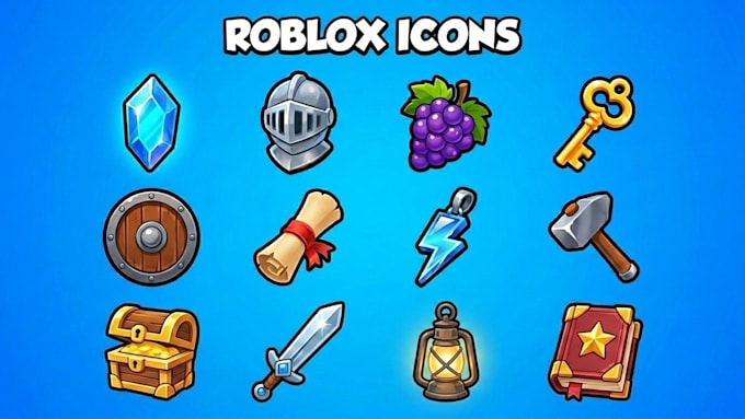 draw 2d roblox logo, icons, assets and UI for your game