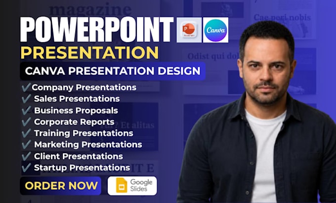 design business powerpoint presentation, google slides and canva presentation