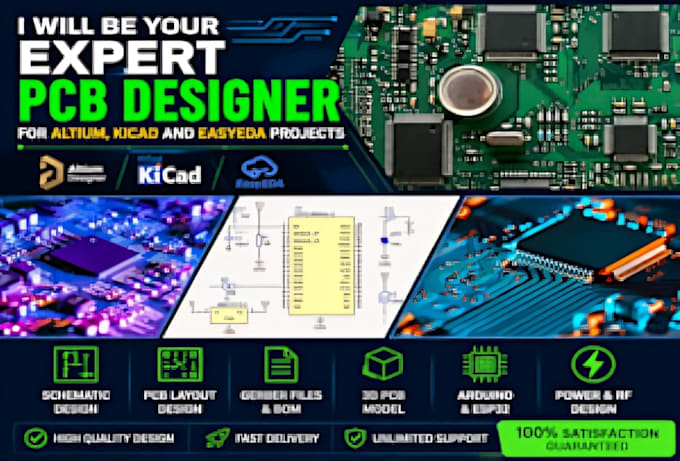 do pcb design schematic layout, electronics and embedded boards, 3d cad model