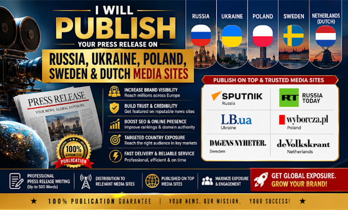 publish your press release on russia, ukraine, poland, sweden, dutch media site