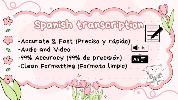 realizaré transcripciones de audios y videos en español