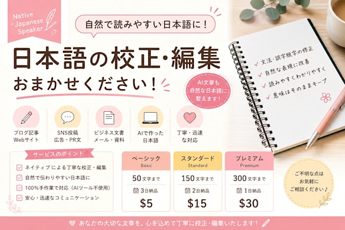 proofread and edit your japanese text naturally