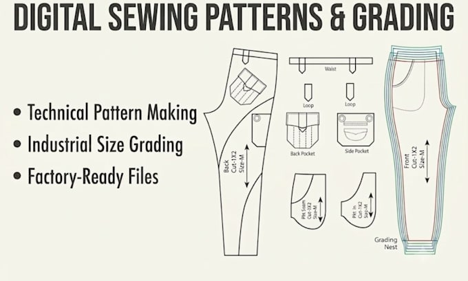 create professional digital sewing patterns and size grading