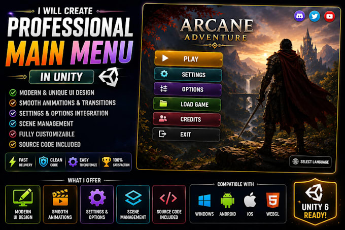 create professional main menus in unity