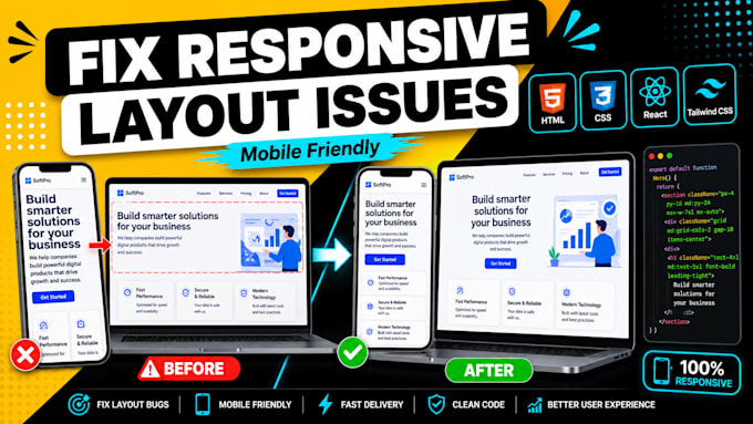 fix responsive issues and mobile layout bugs in your website