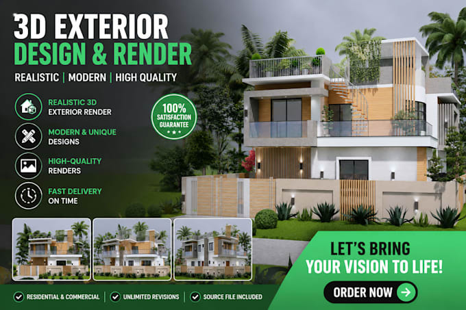create modern 3d exterior design