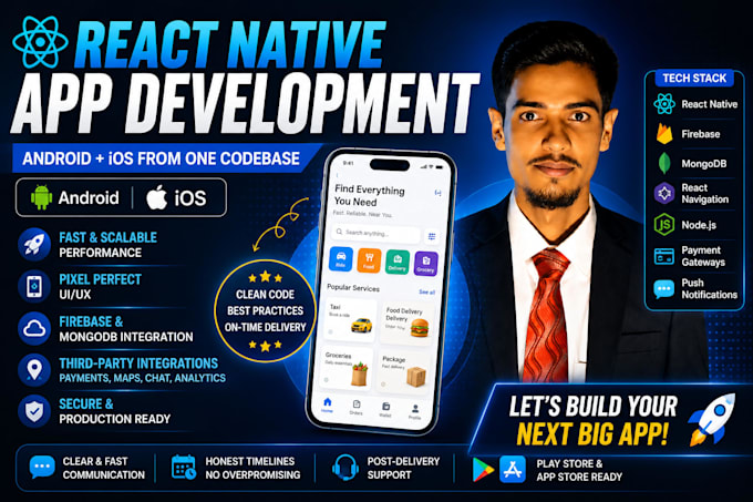 develop a react native app for android and ios