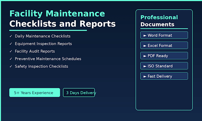 create facility maintenance checklists and reports