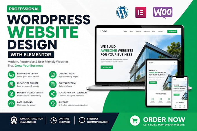 create a professional wordpress website with elementor