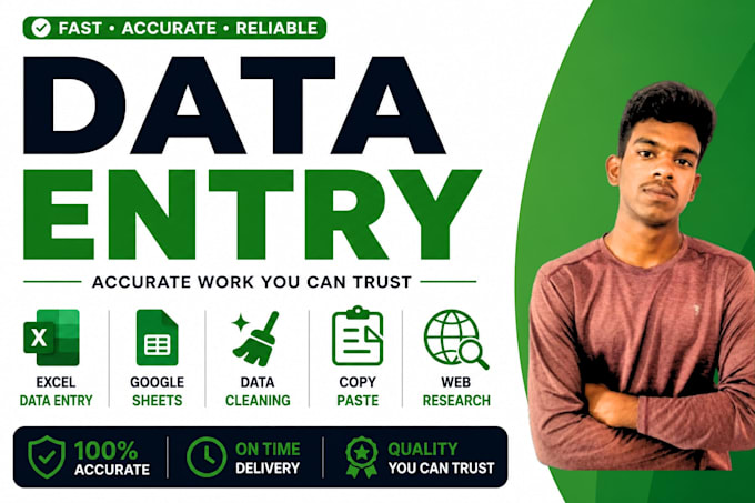 do accurate excel and googlesheets data entry, web research