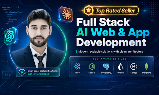 do ai web app, ai mvp, ai custom website development as full stack web developer