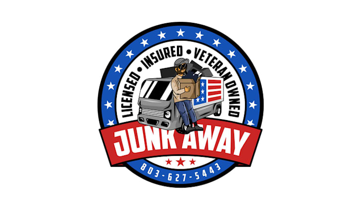 make cartoon junk removal logo with american patriotic theme