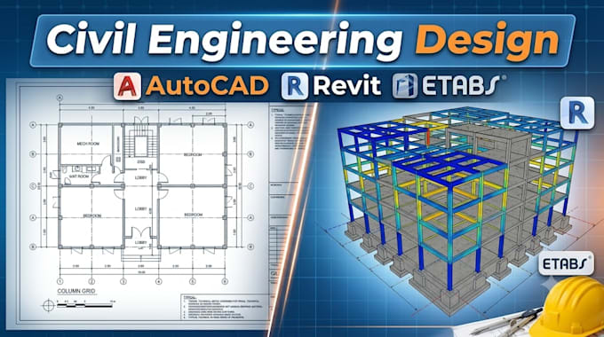 do structural design and analysis using autocad, revit and etabs