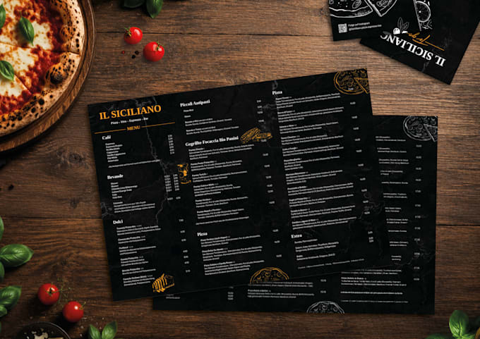 design a modern and professional restaurant menu