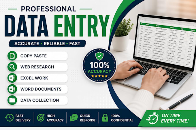 do accurate data entry, copy paste, typing and web research