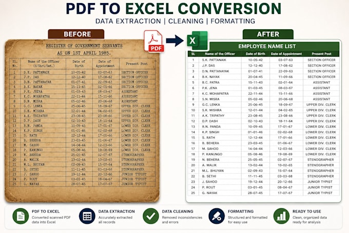 convert PDF to excel with data extraction and formatting