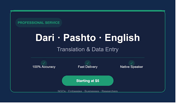 translate dari, pashto, and english and data entry