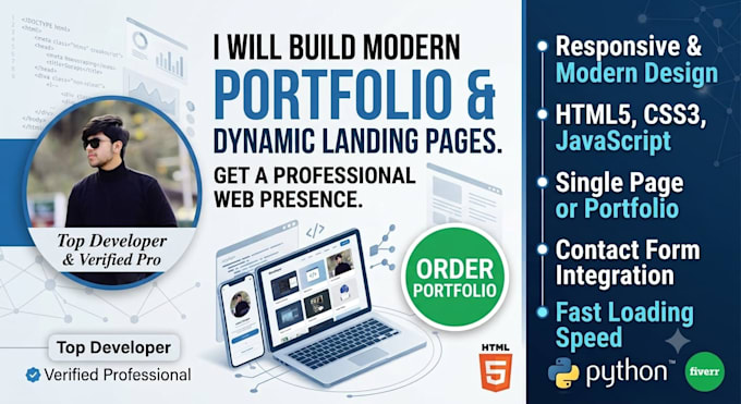 build modern portfolio website or dynamic landing page