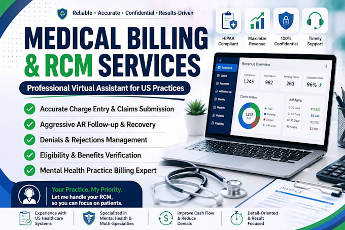 do US medical billing, vob, charge entry, denial management