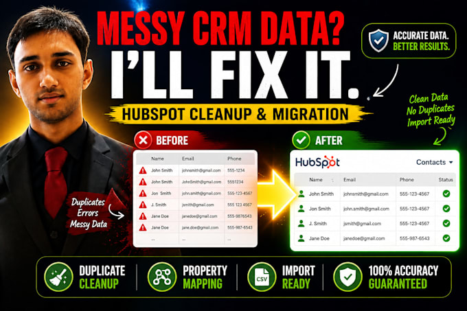 clean and migrate data into hubspot CRM