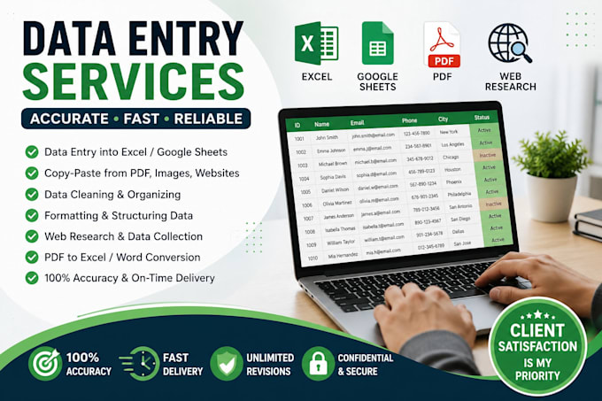 do accurate data entry and ms excel or google sheets work