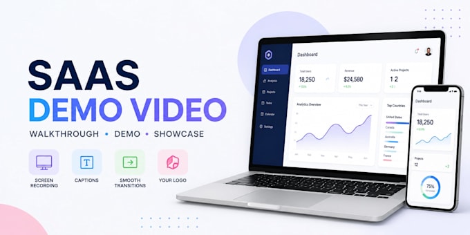 create saas product demo, app walkthrough and promo video