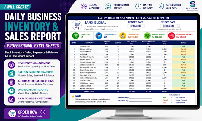 design professional excel dashboard and inventory management