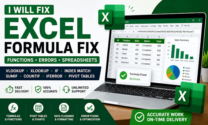 fix excel formulas, functions and spreadsheets
