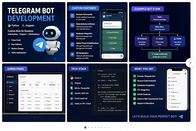 create a custom telegram bot using python and aiogram