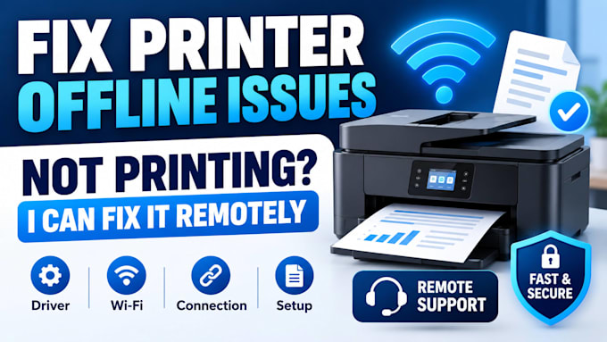 fix printer offline, not printing, driver and connection issues remotely