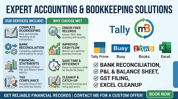 be your expert accountant in tally prime, busy, zoho books, and mybillbook