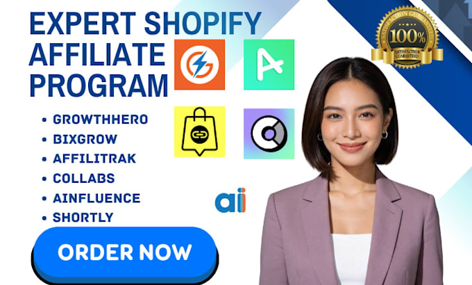 setup shopify affiliate program growthhero bixgrow affilitrak collabs ainfluence