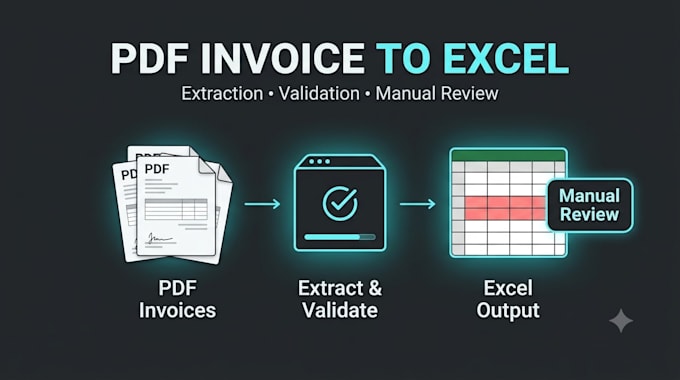 convert PDF invoices to excel with validation