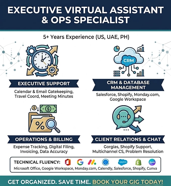 be your executive virtual assistant for administrative and CRM support