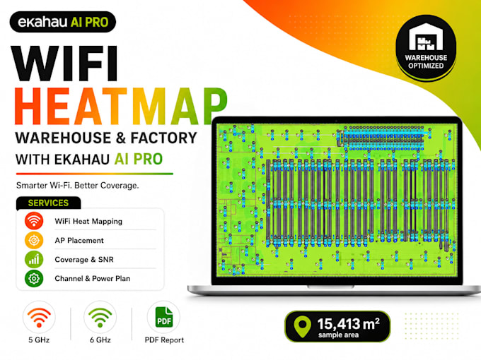 design warehouse and factory wifi heatmap using ekahau