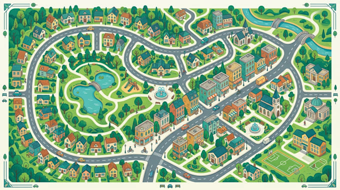redesign google map into custom illustrated vector  location map