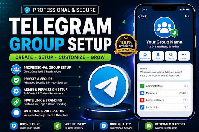 setup a professional telegram group with premium branding