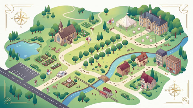 create elegant wedding map, invitation map and venue direction map