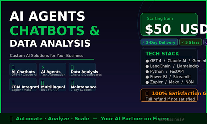 be your ai agent developer, data analyst and chatbot builder