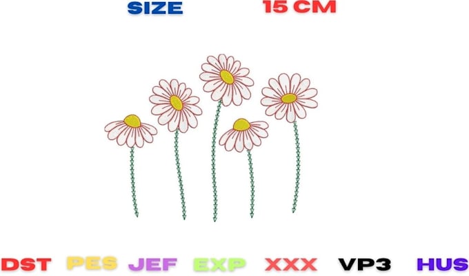 daisy embroidery pattern design