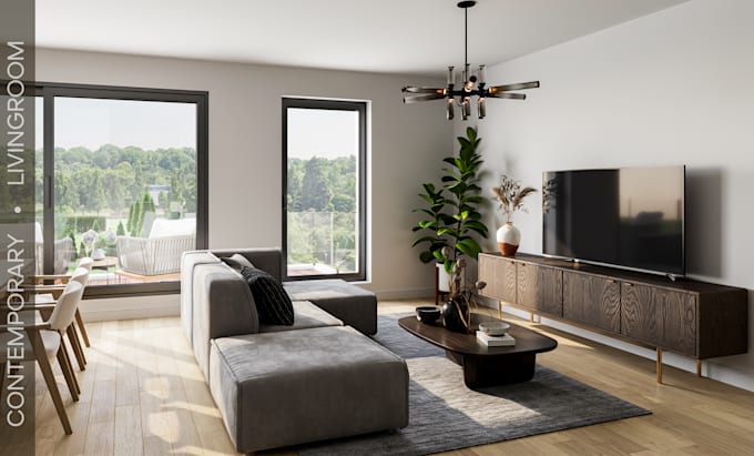 design modern interior with realistic 3d rendering
