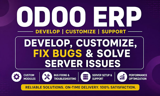 develop, customize and fix odoo erp modules fix odoo bugs, and server issues