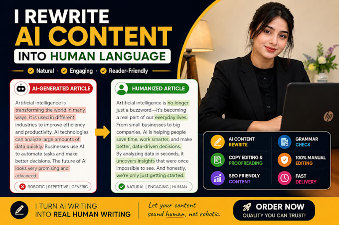 rewrite ai article into human language