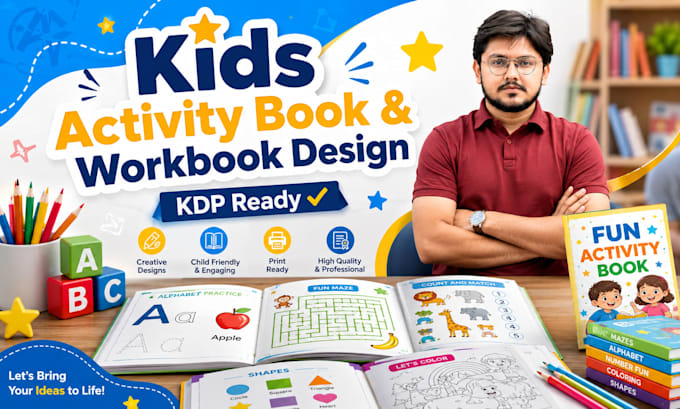 design kids activity book, educational workbook and worksheets for KDP