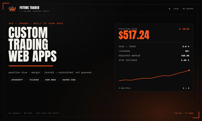 develop a custom trading calculator and dashboard web app
