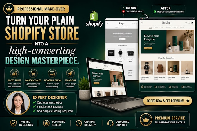 do shopify store redesign and aesthetic e commerce website makeover