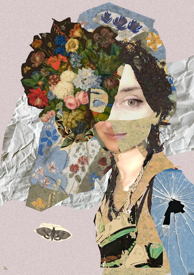 create a custom surreal digital collage portrait
