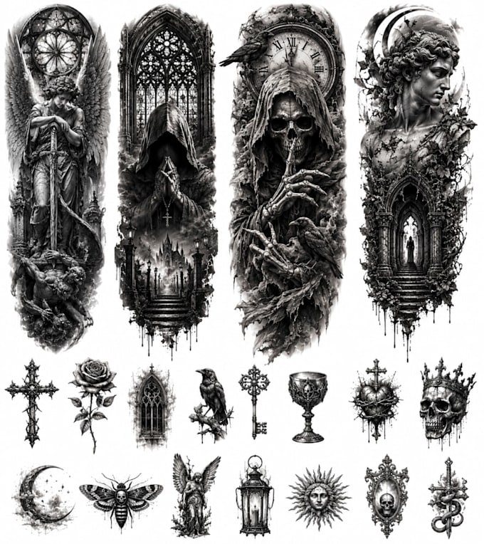 create a high detailed tattoo stencil with your own ideas