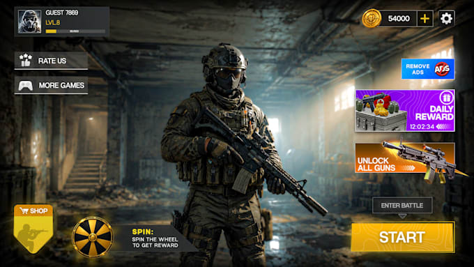create mobile game ui ux design 3d games UI ux graphics game design 2d