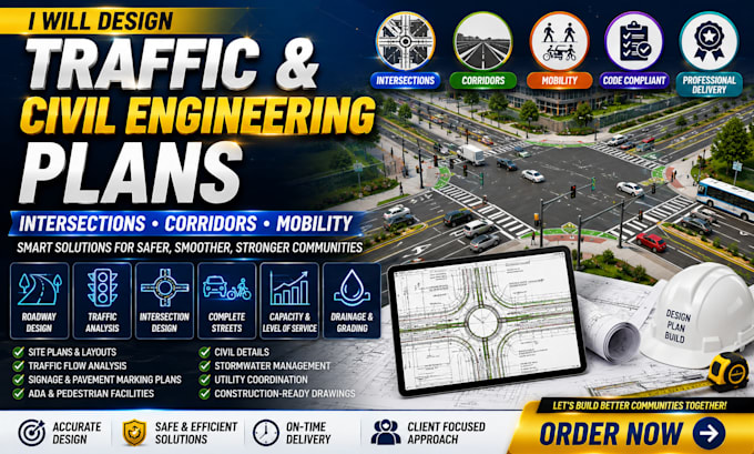 design traffic and  civil engineering plans, intersections, corridors, mobility